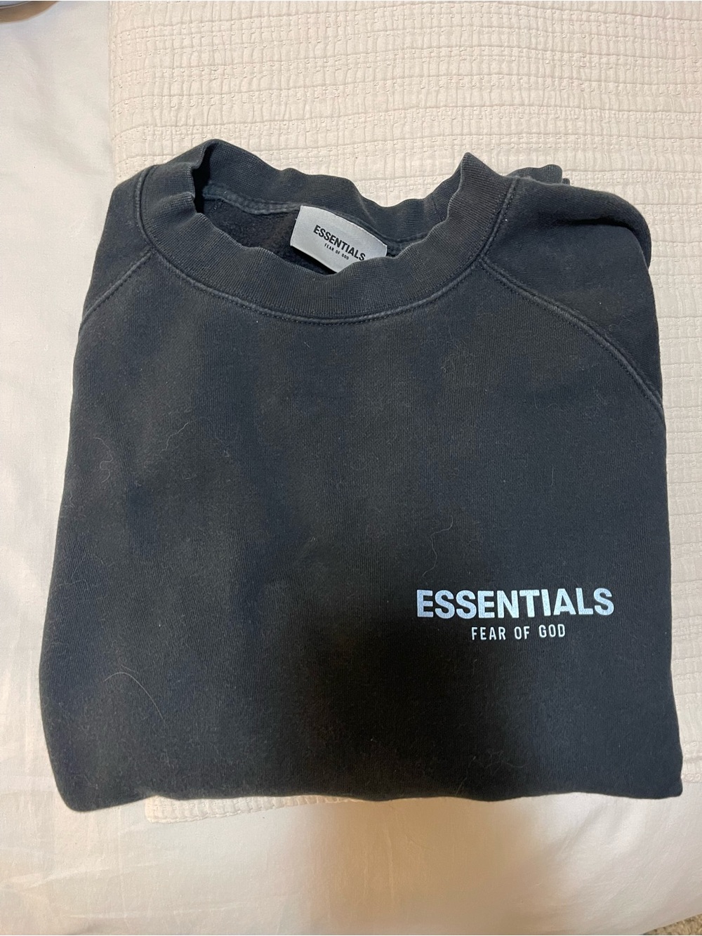 Fear of God ESSENTIALS Black Crewneck Sweatshirt and sweatpants set
